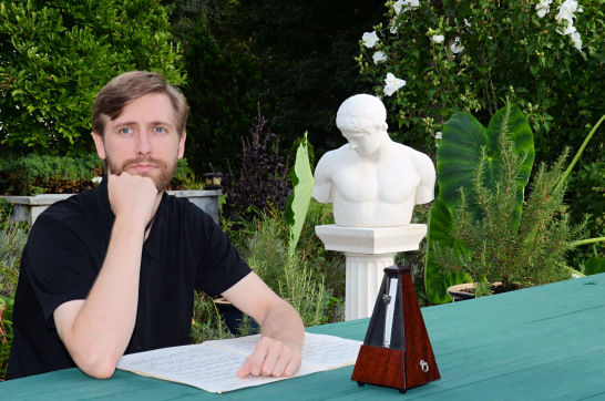 Peter Dzialo sitting at a picnic table.